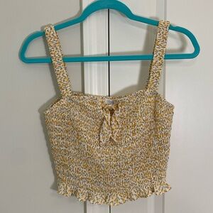 Floral Yellow Smocked Women's Top